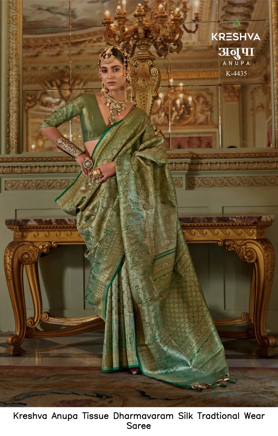 Kreshva Anupa Tissue Dharmavaram Silk Saree | Luxury Traditional Wedding Saree Australia