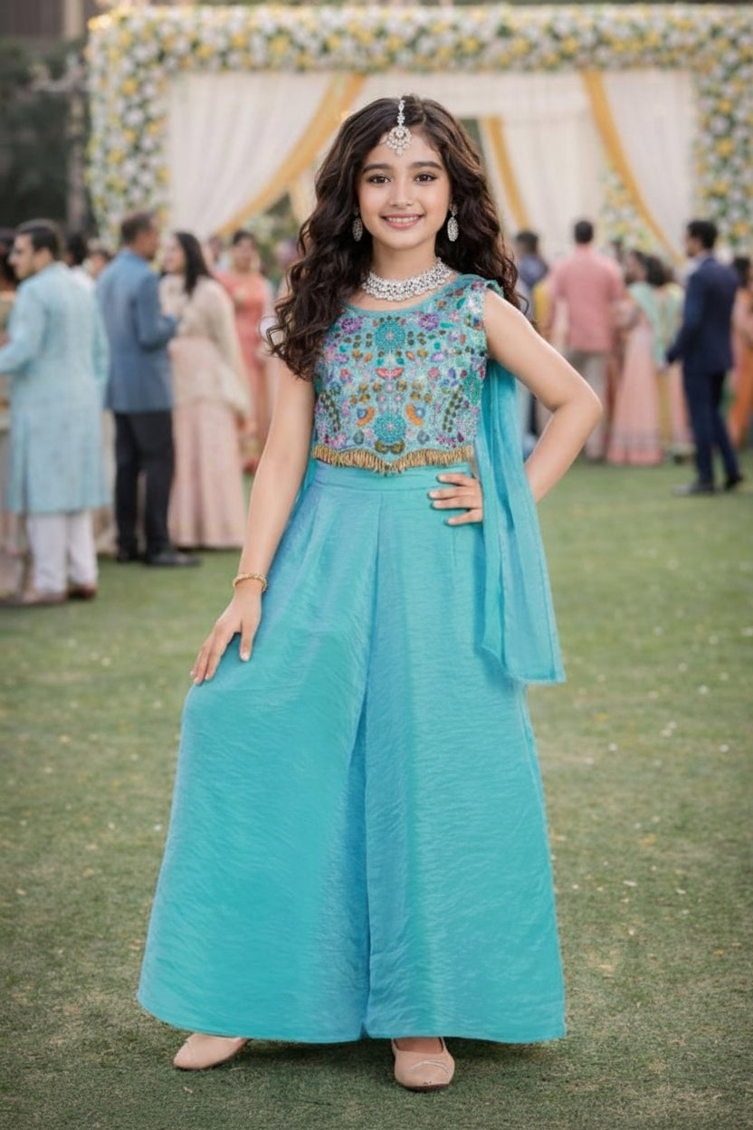 Luxe Fendy Silk Kids Palazzo Set
