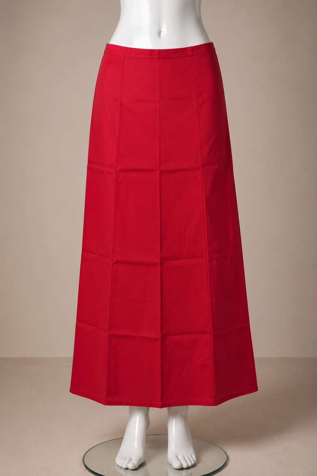 Red Cotton Ready-Made Saree Petticoat