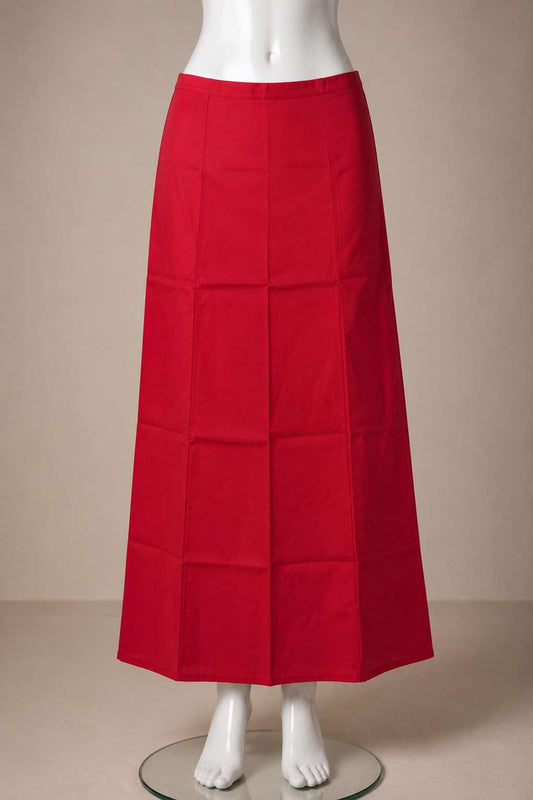 Red Cotton Ready-Made Saree Petticoat