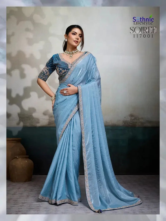 Evening Affair Velvet Satin Designer Saree Australia | Luxury Occasion Wear