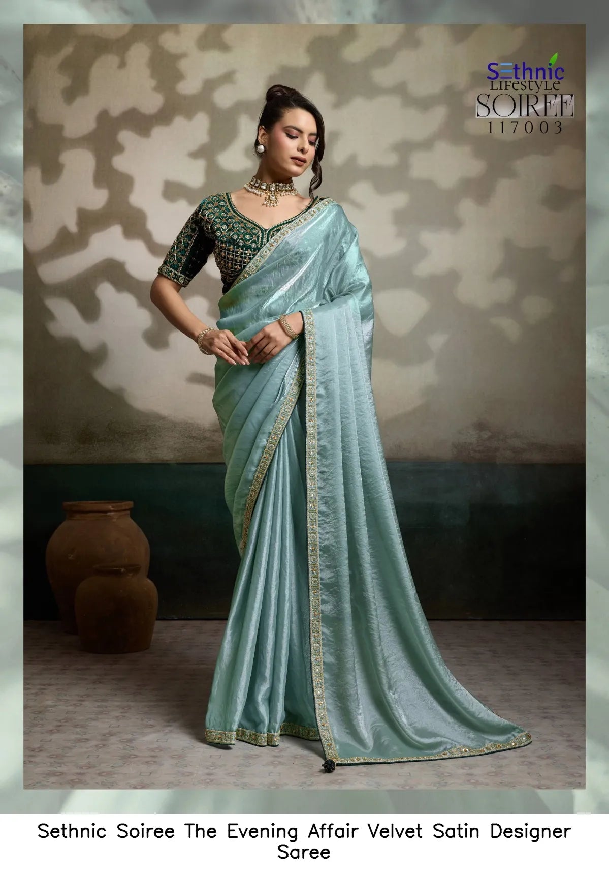 Evening Affair Velvet Satin Designer Saree Australia | Luxury Occasion Wear