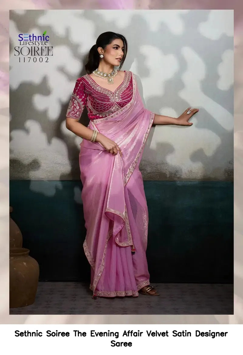 Evening Affair Velvet Satin Designer Saree Australia | Luxury Occasion Wear