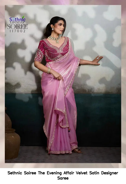 Evening Affair Velvet Satin Designer Saree Australia | Luxury Occasion Wear