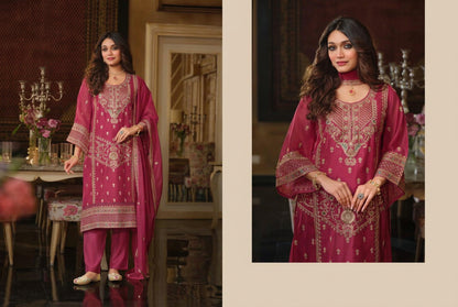 Deep Magenta Embroidered Organza Pakistani Palazzo Suit