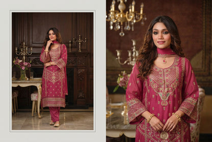 Deep Magenta Embroidered Organza Pakistani Palazzo Suit